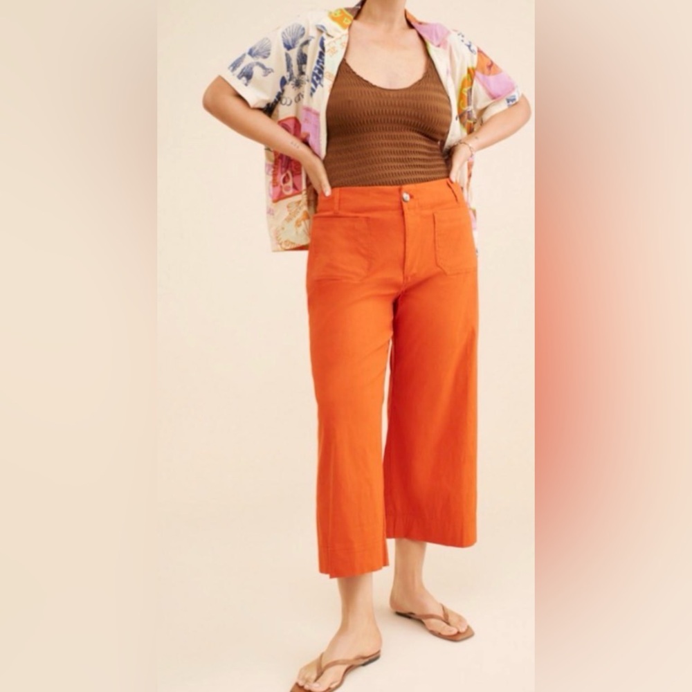 Anthropologie Maeve the Colette wide leg cropped pants